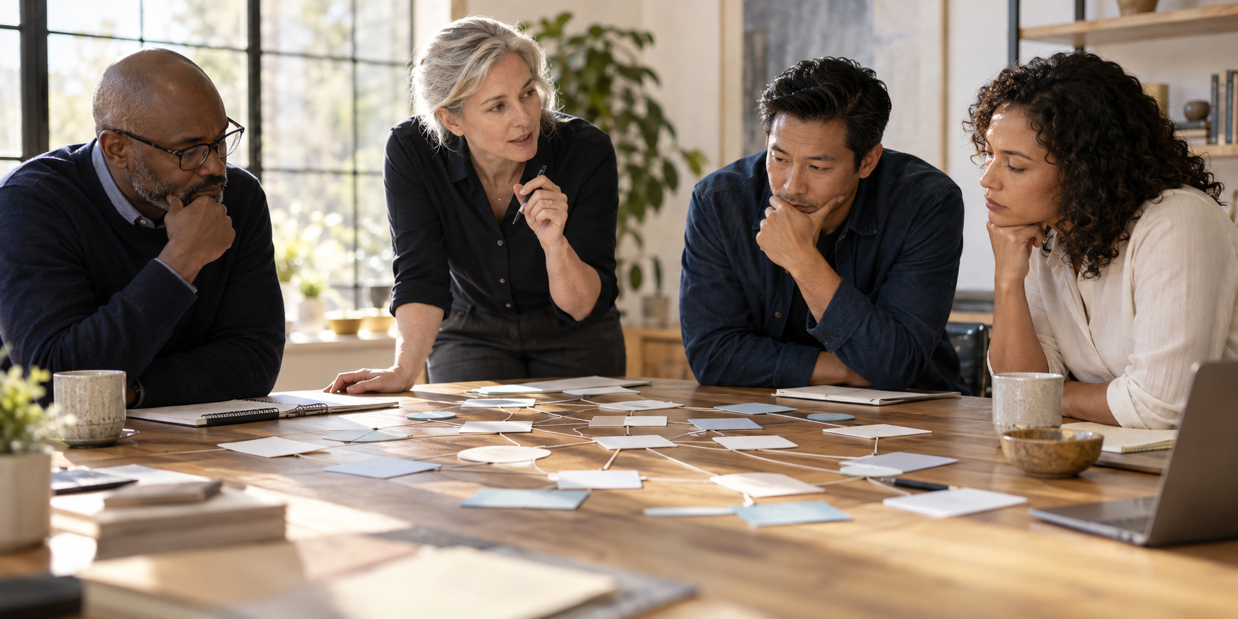 Leaders mapping relationships among organizational issues before choosing an intervention