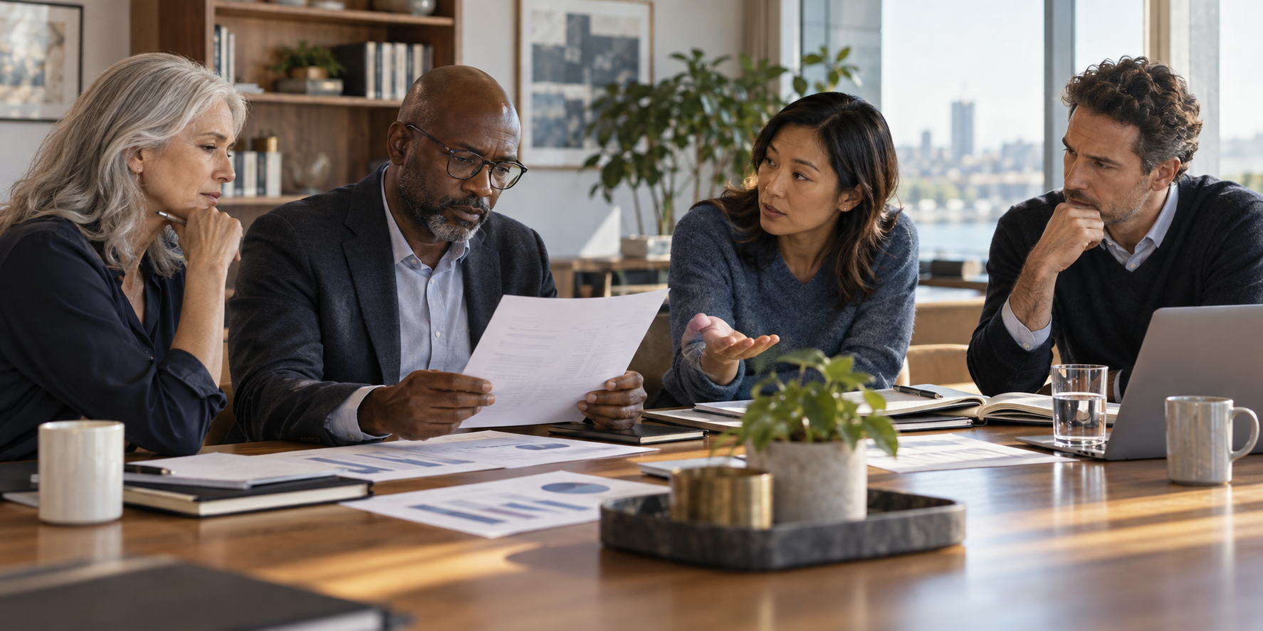 Professionals considering performance information during a collaborative discussion